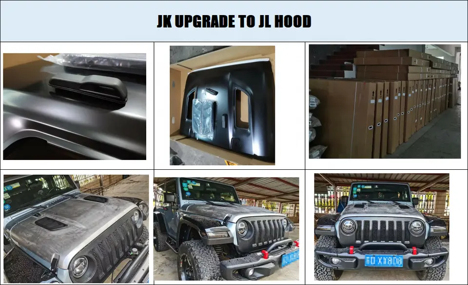 HW 4X4 JK Upgrade to JL Body Kit Side Step Light Engine Hood Bonnet Fender Flare Liner Bumper for Wrangler JK