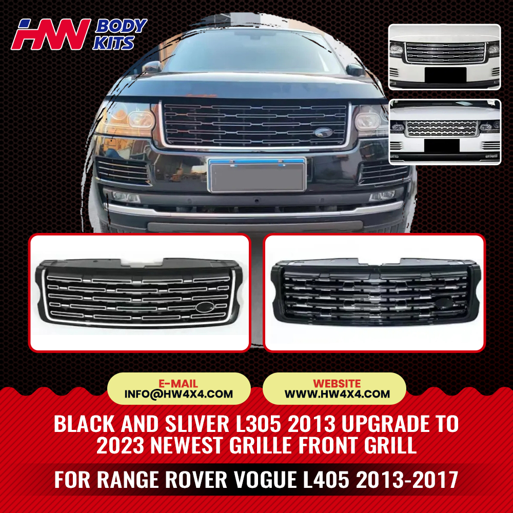 Black and sliver L305 2013 upgrade to 2023 Newest Grille Front Grill for Range Rover Vogue L405 2013-2017