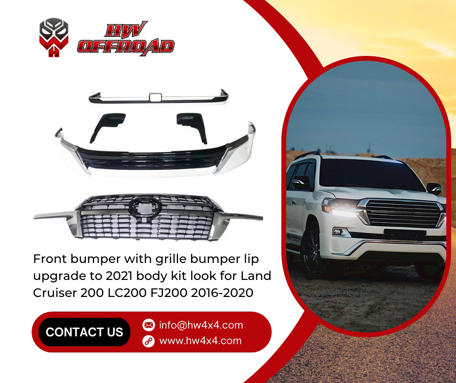 Front bumper with grille bumper lip upgrade to 2021 bodykit for lc200 fj200 2016-2020
