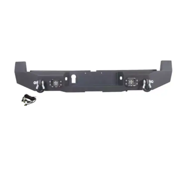 4x4 Offroad Accessories Metal Rear Bumper with 2 SQUARE Led Lights for Toyota Tacoma 2016-2020