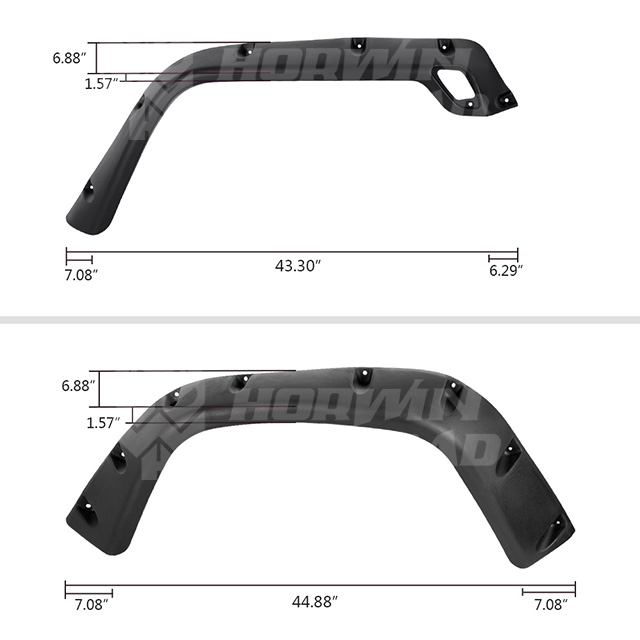 Wide Black Pocket Extended Fender Flares Kit For 1997-2006 Jeep Wrangler TJ