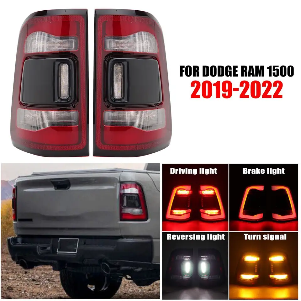 thumbnail image 2 of Pair LED Tail Lights For Dodge RAM 1500 2019-2022 | Black Housing MZORANGE 2 of 6
