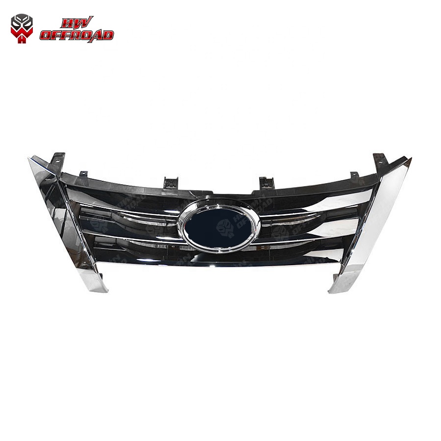 Car Accessories ABS Black Front Bumper Grilles Upper Grill With Strip For Fortuner 2015-2020