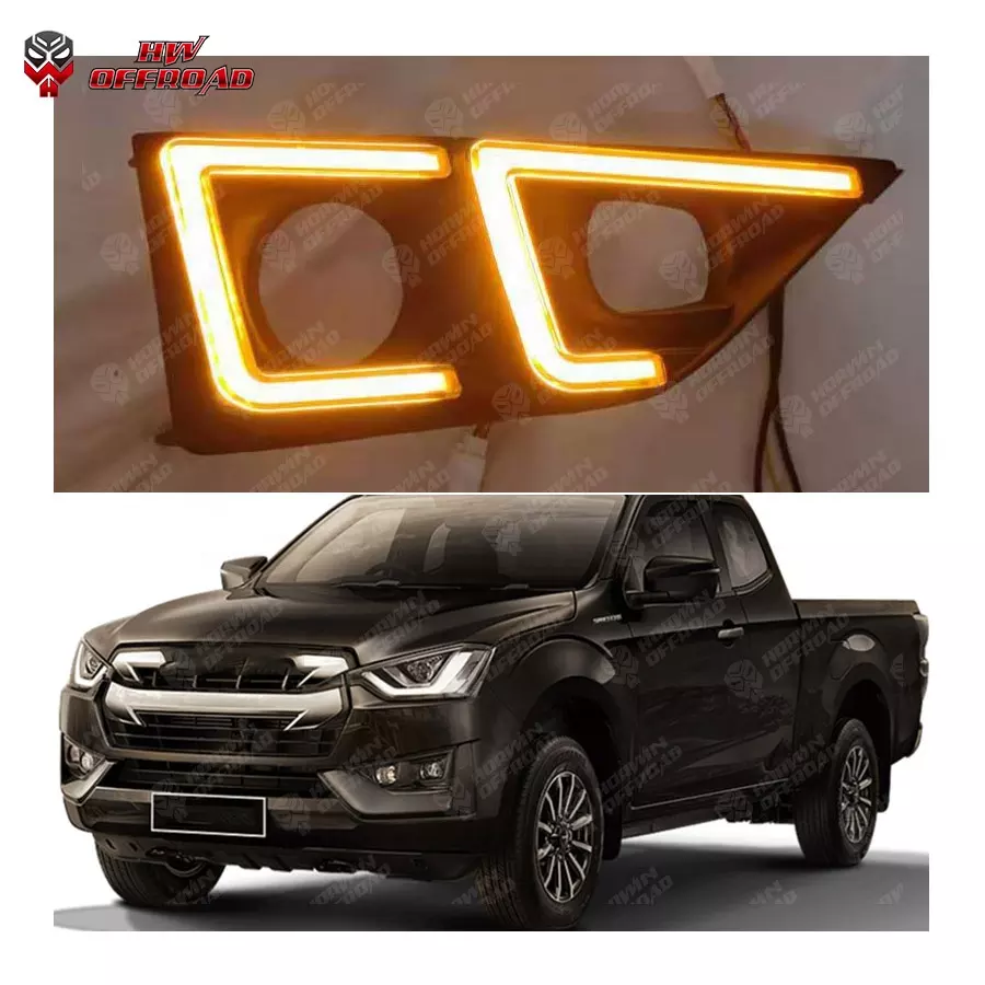 4x4 Car LED DRL Day Running Light Fog Lamp Cover Dual color For Dmax 2020+
