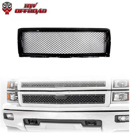 HW 4x4 Offroad Black Front Bumper Grille Mesh Grill for Silverado 2014-2015