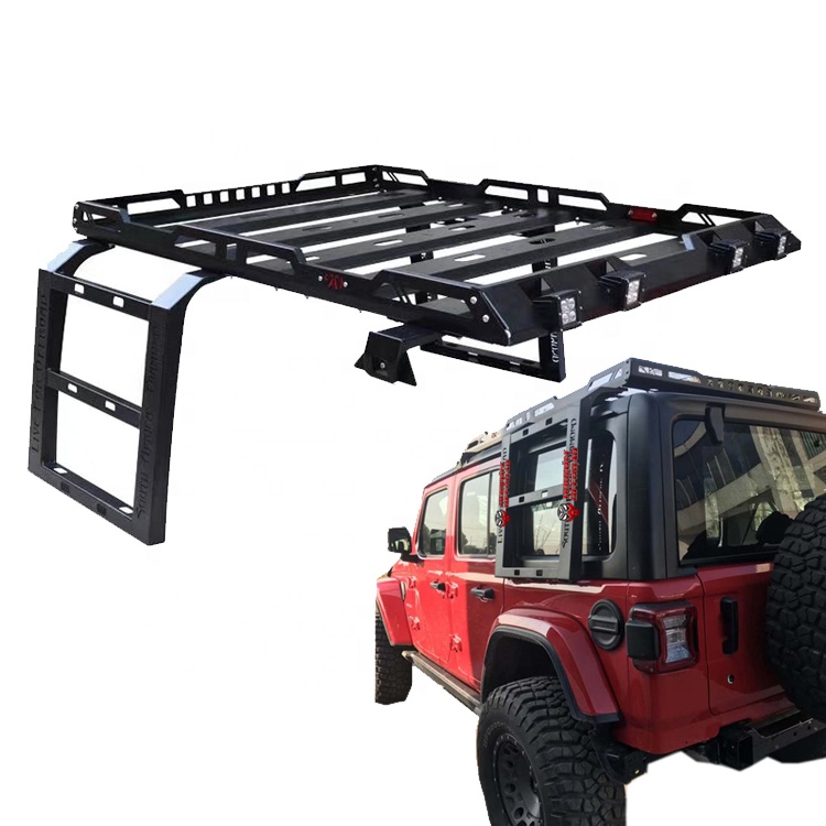 4X4 Car Roof Rack with Ladder LED Light for Wrangler JK JKU JL