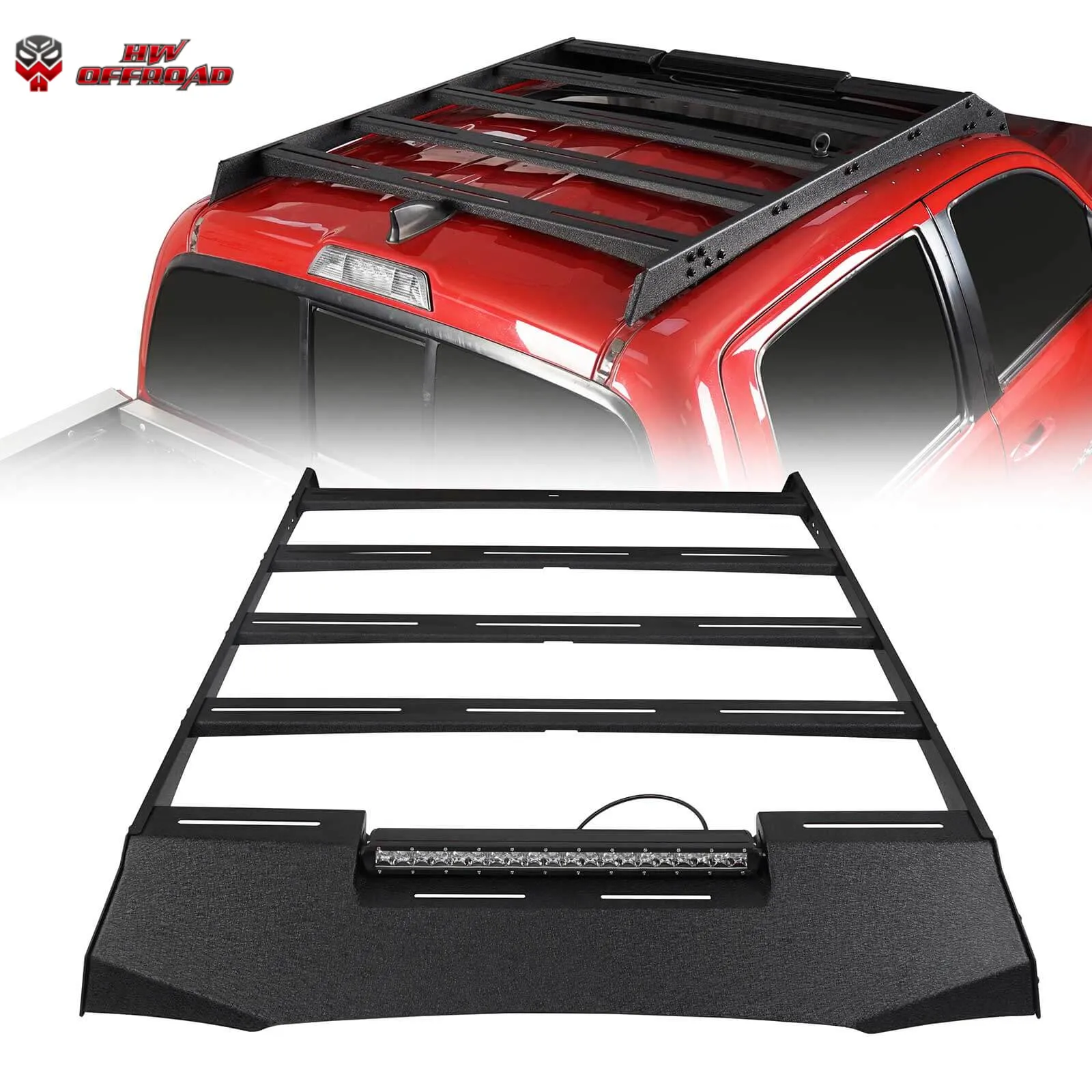 New Double Cab Cargo Carrier Roof Rack With LED Bar For Tacoma 2005-2021