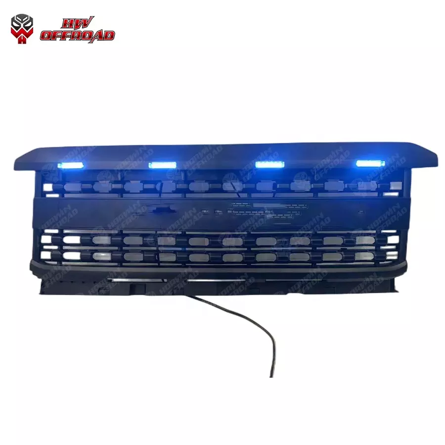 ABS Black Color Front Hood Bumper Grille With upper Light for Silverado 2500 2015-2019