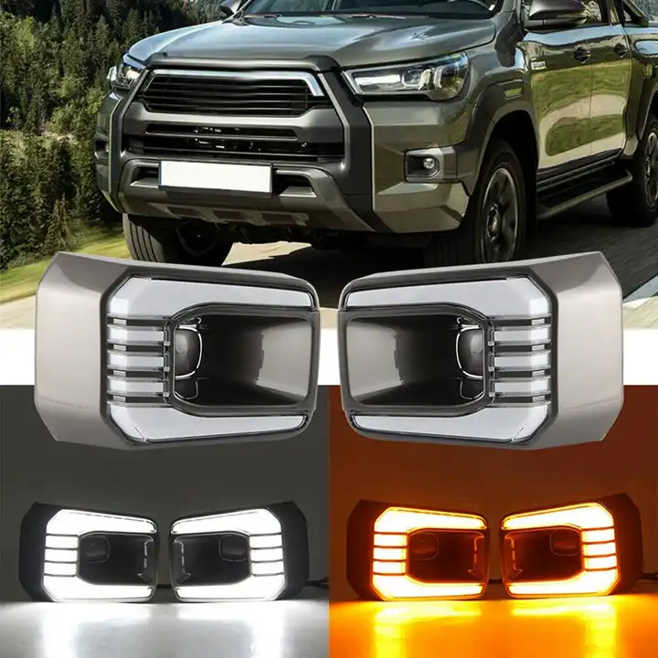 4WD Offroad Parts Fog Lamp Cover with DRL for Toyota Hilux Rocco 2021 ...