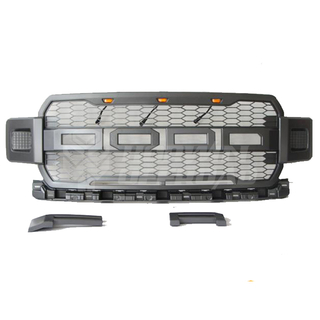 Grey ABS Grille With Amber Led Lights "F" & "R" Removable; W/WO Two Square Led Lights