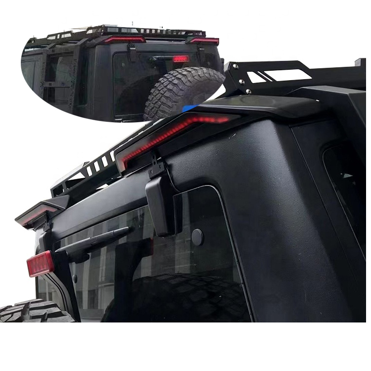 4x4 Auto LED Tail Light Roof Spoiler Wings with Brake Turning Light Rear Spoiler for Wrangler JL JK Gladiator JT Pickup Truck