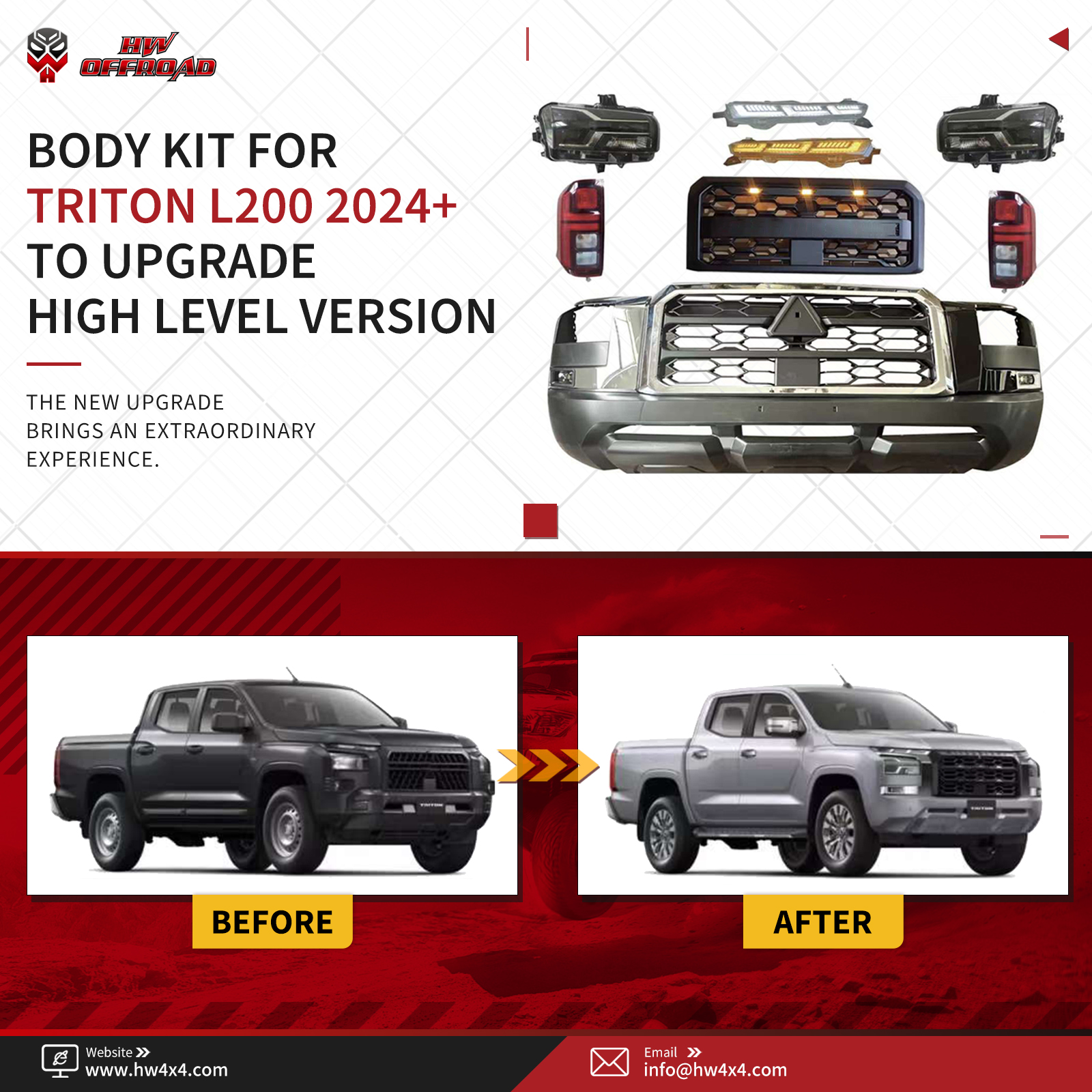 Body Kit for Triton L200 2024+ to upgrade high level version