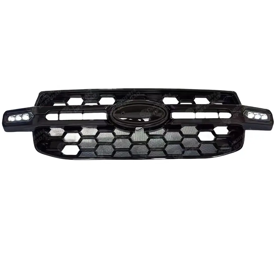 Mesh ABS Front Grilles Upper Grill With DRL Light Front Hood Bumper Grill For Ranger 2023+ T9