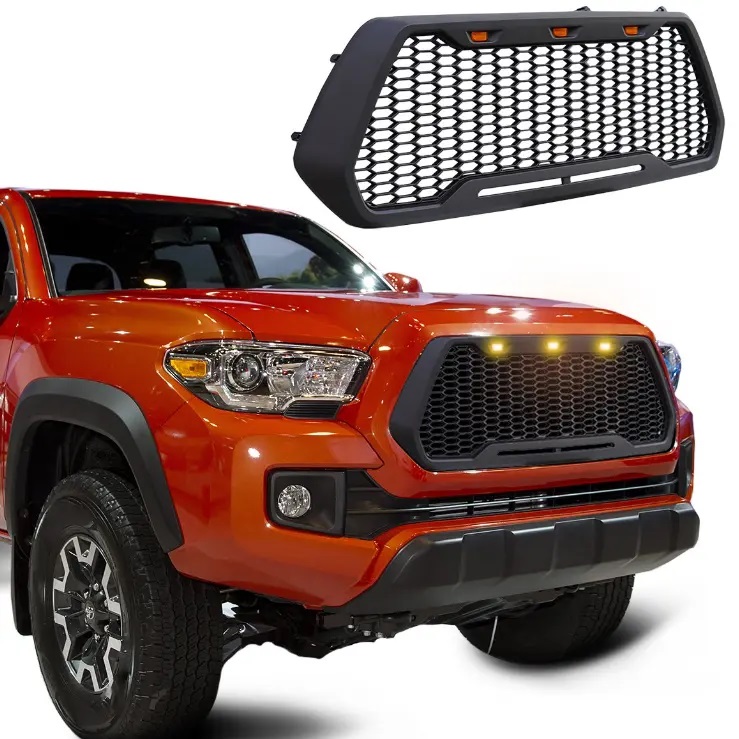 Mesh Grill with amber lights Pickup truck Front Grille For Tacoma 2016 2017 2018